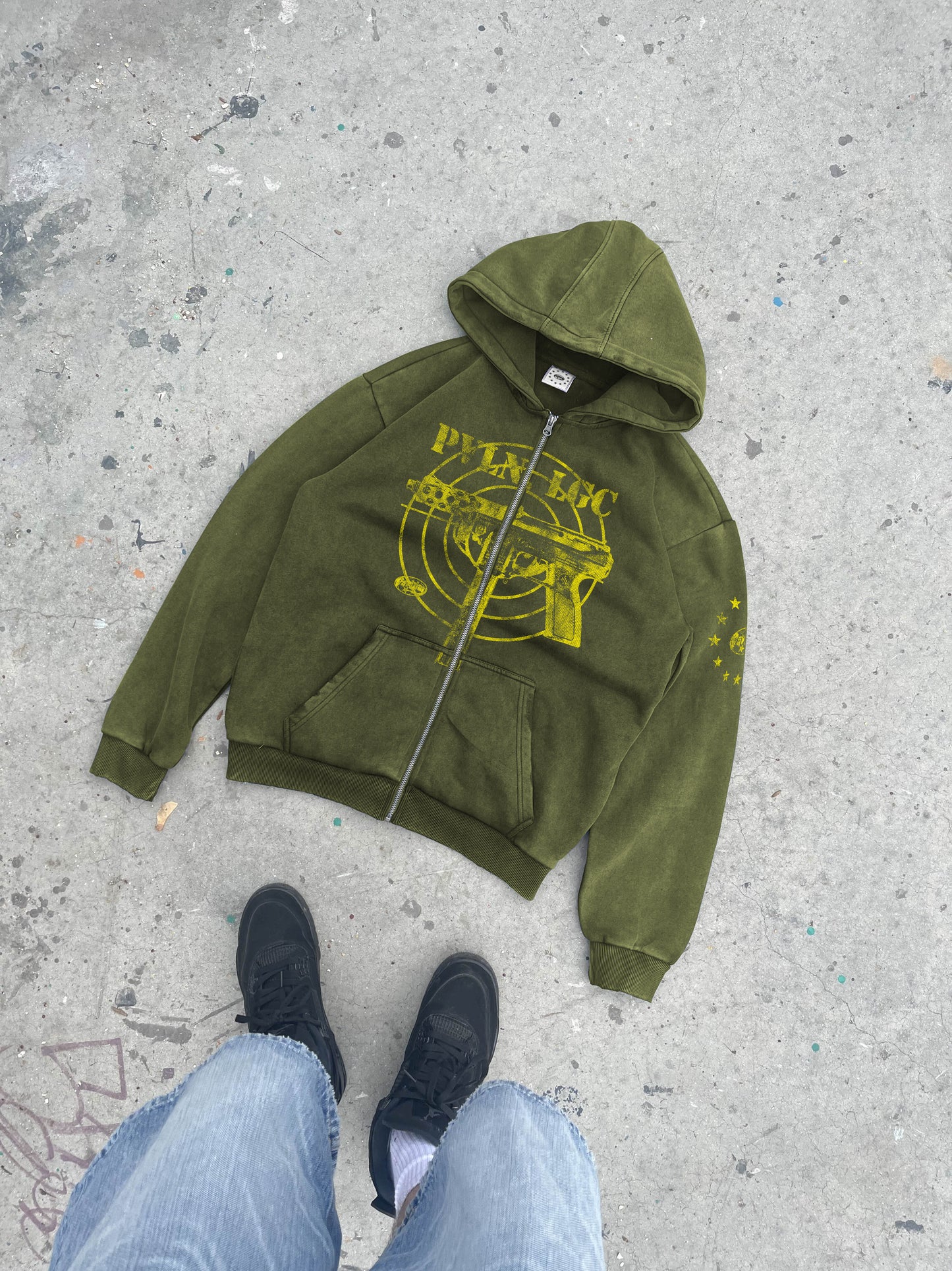 HEAVY LGC VINTAGE ZIP UP HOODIE (OLIVE)