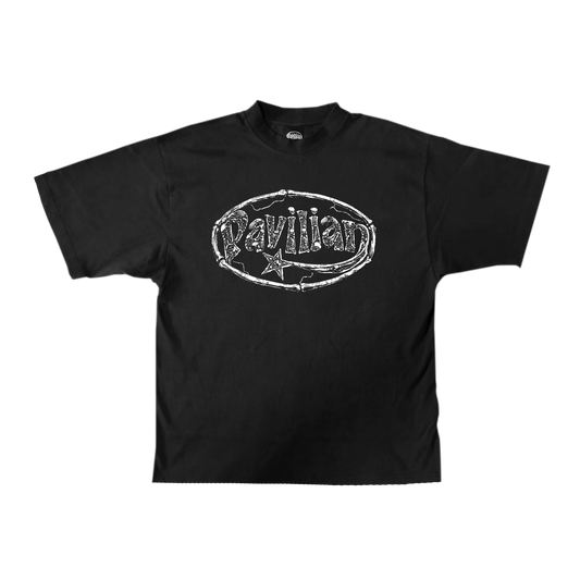 OVERSIZED BONE LOGO MOCK NECK TEE