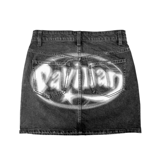 WOMENS DENIM MINI SKIRT (BLACK)