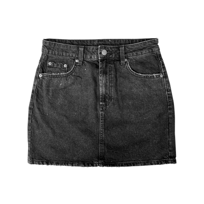 WOMENS DENIM MINI SKIRT (BLACK)