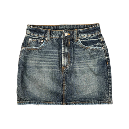 WOMENS DENIM MINI SKIRT (VINTAGE BLUE)