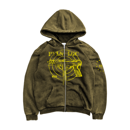 HEAVY LGC VINTAGE ZIP UP HOODIE (OLIVE)
