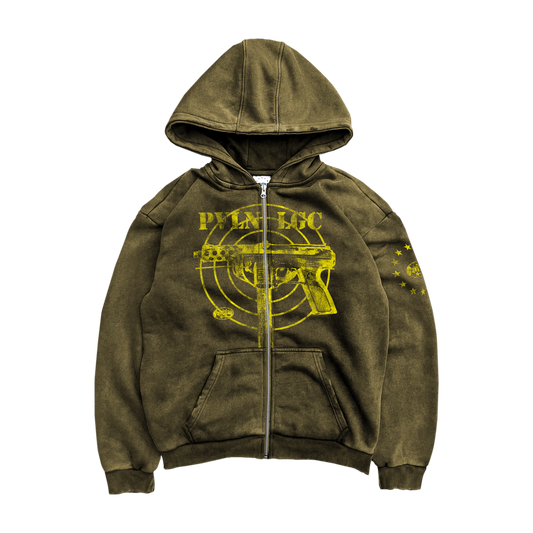 HEAVY LGC VINTAGE ZIP UP HOODIE (OLIVE)