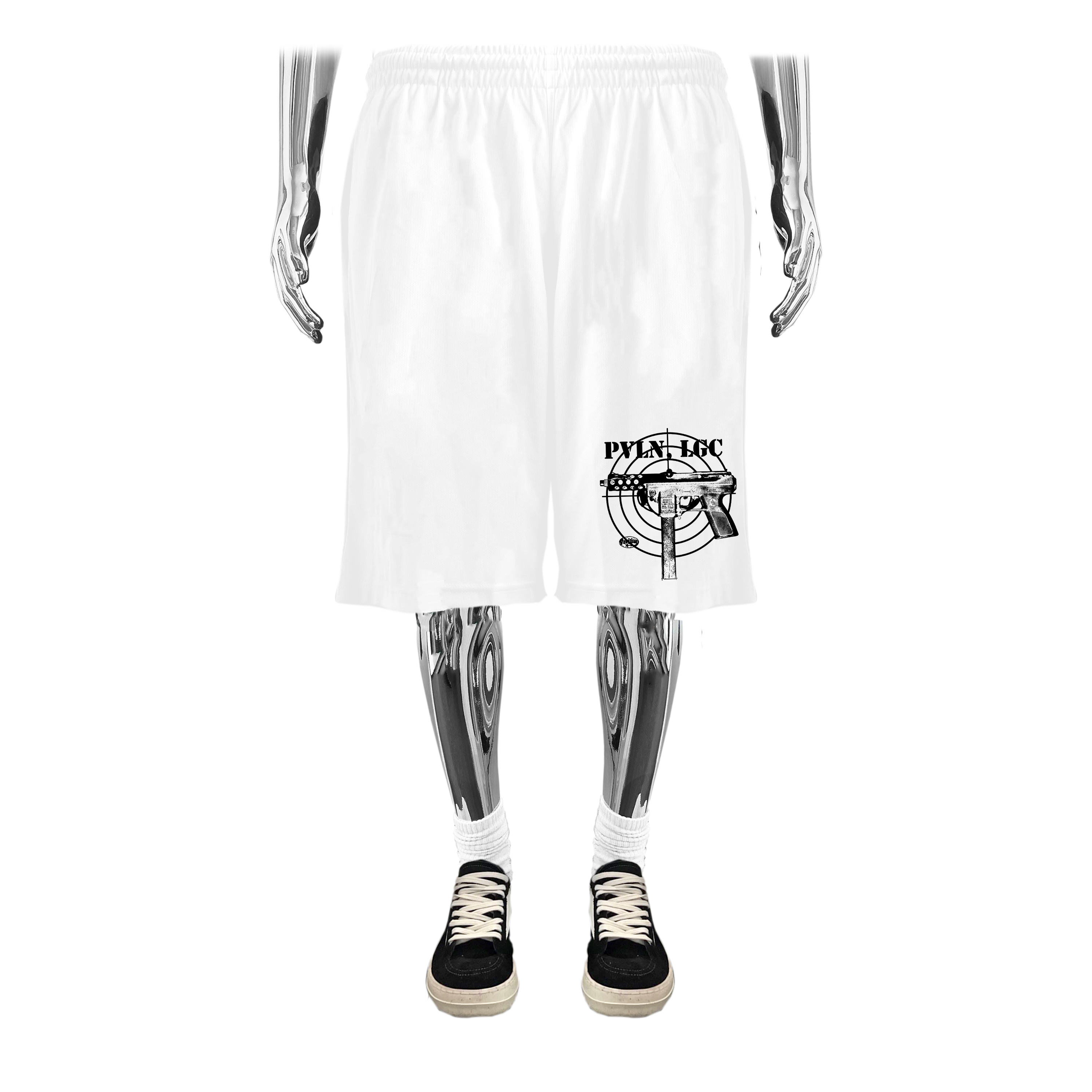 DOUBLE LAYER MESH SHORTS (WHITE)