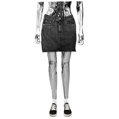 WOMENS DENIM MINI SKIRT (BLACK)